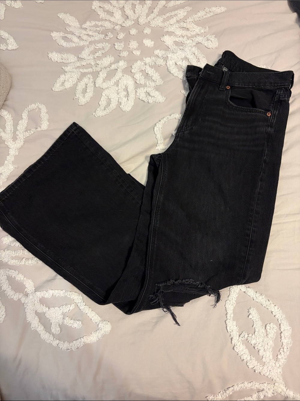 American Eagle Black Low Rise Baggy Flare Jeans